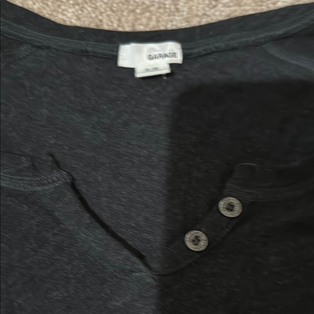 Garage Charcoal Buttoned 3/4 sleeve Tee